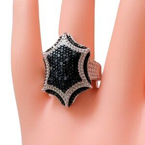 Blue Diamond Ring Set in 925 Silver signed SJD